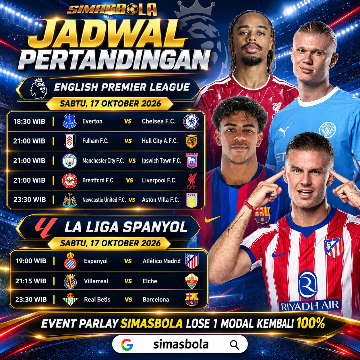 Simasbola Jadwal Match Banner