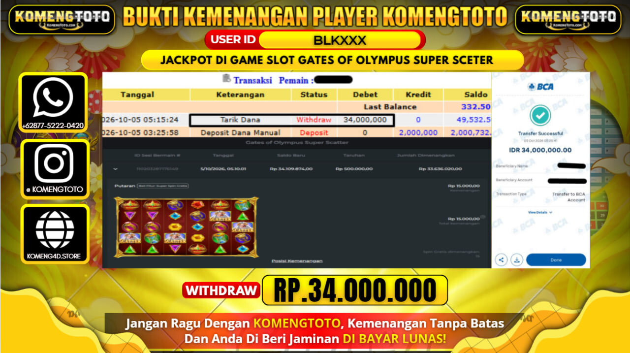 LAGI & LAGI!! KEMENANGAN BESAR DI GAME GATES OF OLYMPUS SUPER SCETER  Rp.34.000.000 KOMENGTOTO BAYAR LUNAS SECEPAT KILAT !! KOMENGTOTO BAYAR SECEPAT KILAT !!