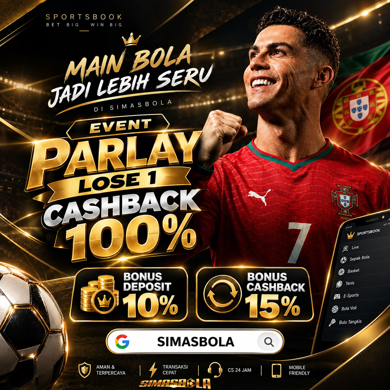 SIMASBOLA Event Mix Parlay Kalah 1 Cashback 100%