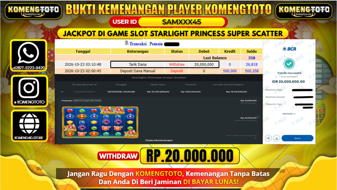 LAGI & LAGI!! KEMENANGAN BESAR DI SLOT STATLIGHT PRINCESS SUPER SCETER  Rp.20.000.000 KOMENGTOTO BAYAR LUNAS SECEPAT KILAT !! KOMENGTOTO BAYAR SECEPAT KILAT !!