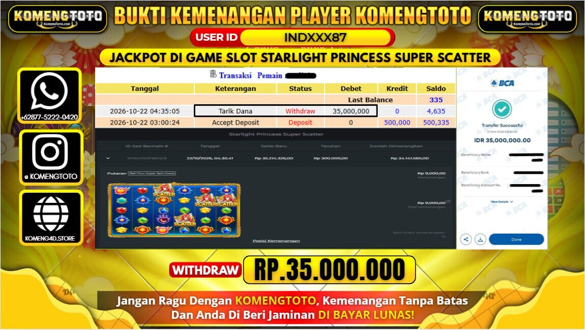 LAGI & LAGI!! KEMENANGAN BESAR DI SLOT STATLIGHT PRINCESS SUPER SCETER  Rp.35.000.000 KOMENGTOTO BAYAR LUNAS SECEPAT KILAT !! KOMENGTOTO BAYAR SECEPAT KILAT !!