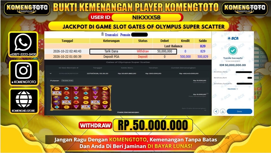 LAGI & LAGI!! KEMENANGAN BESAR DI GAME GATES OF OLYMPUS SUPER SCETER  Rp.50.000.000 KOMENGTOTO BAYAR LUNAS SECEPAT KILAT !! KOMENGTOTO BAYAR SECEPAT KILAT !!