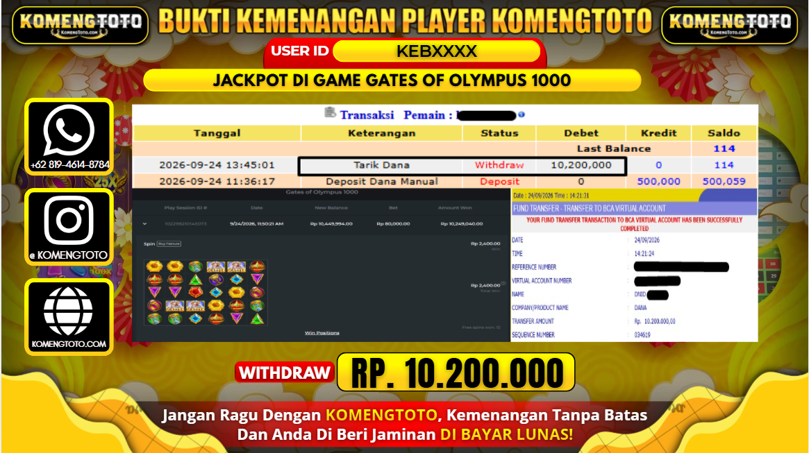 LAGI & LAGI!! KEMENANGAN BESAR DI SLOT GATES OF OLYMPUS 1000 Rp. 10.200.000 KOMENGTOTO BAYAR LUNAS SECEPAT KILAT !! KOMENGTOTO BAYAR SECEPAT KILAT !!