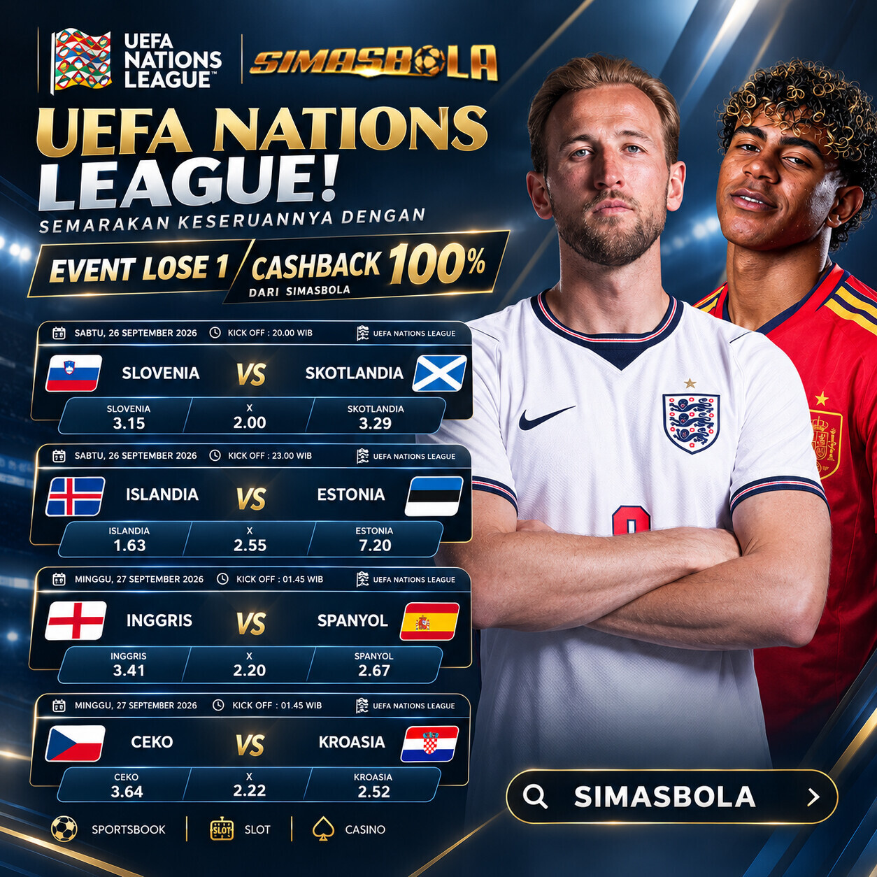 Simasbola Banner Utama 1254x1254 Mix Parlay Cashback 100%
